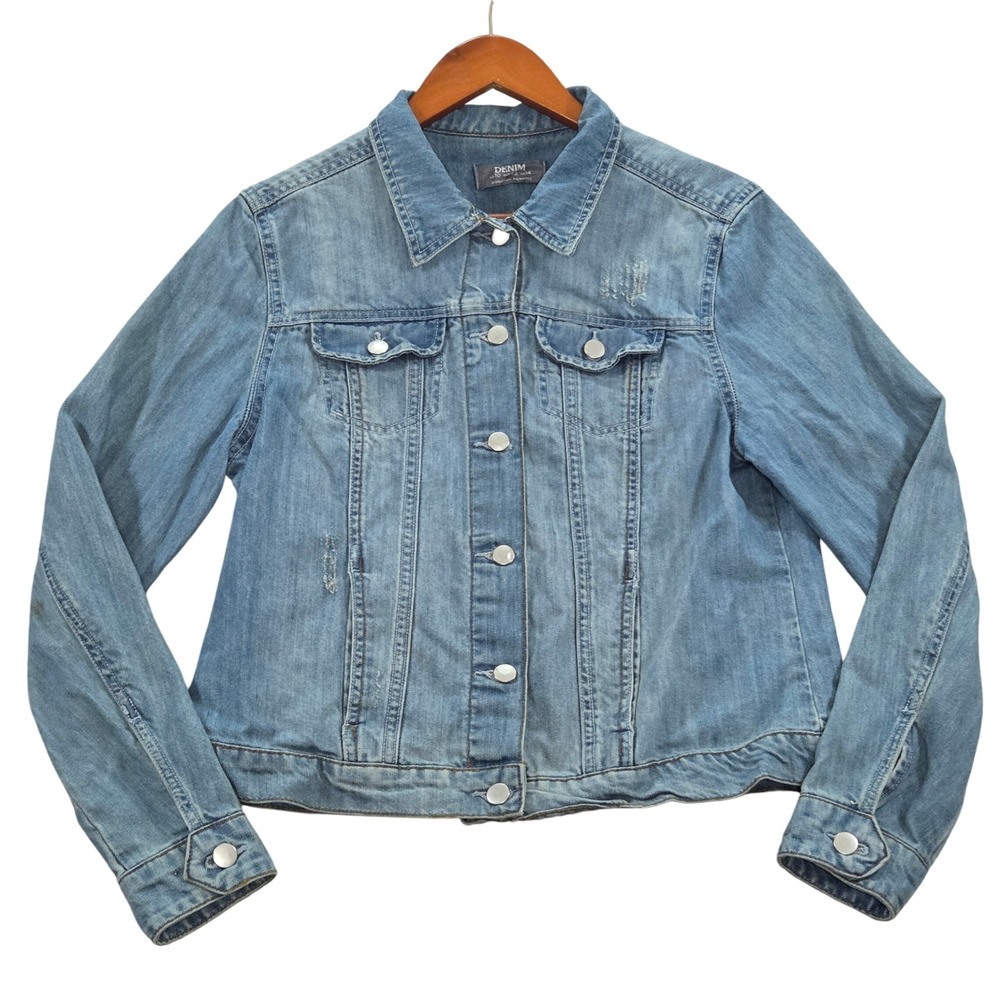 Dorothy Perkins Distressed Blue Jean‎ Denim Jacket Women's US 10
